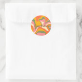 Personalisiertes Groovy Retro Marble Orange Party Runder Aufkleber (Tasche)