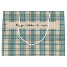 Personalisiertes grün-blau-beiges Karo-Herren-Gebu