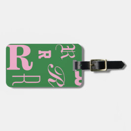 Personalisiertes Grün, Monogramm-Typografie-Initia Gepäckanhänger