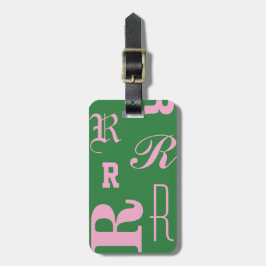 Personalisiertes Grün, Monogramm-Typografie-Initia Gepäckanhänger