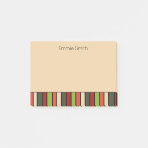 Personalisiertes Grün Orange Beige Retro-Gestreift Post-it Klebezettel