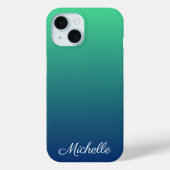 Personalisiertes Grün und blaues Ober Case-Mate iPhone Hülle (Rückseite)