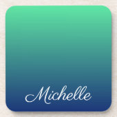 Personalisiertes Grün und blaues Ober Getränkeuntersetzer (Vorderseite)