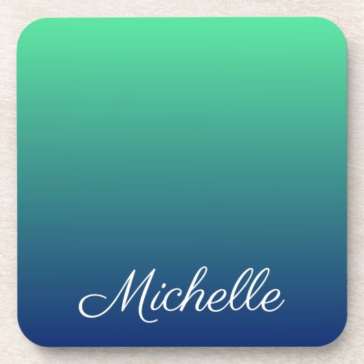 Personalisiertes Grün und blaues Ober Getränkeuntersetzer (Vorderseite)