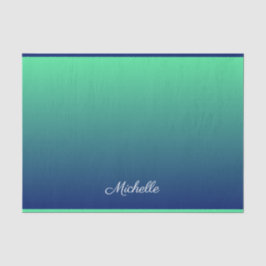 Personalisiertes Grün und blaues Ober Seidenpapier
