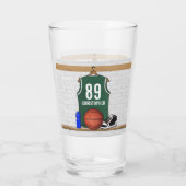 Personalisiertes Grün und Weiß Basketball Glas (Rückseite)