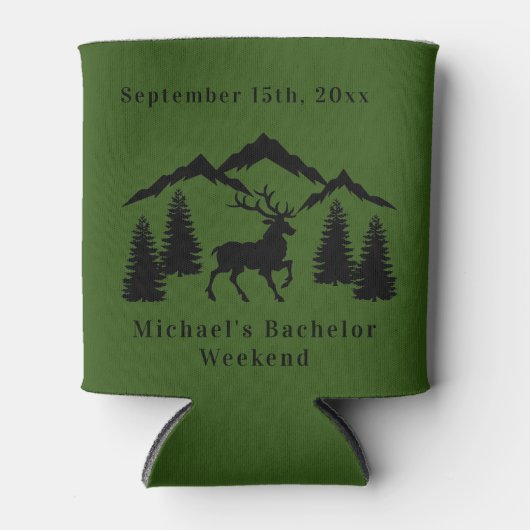 Personalisiertes Grüne Buck Jagd Bachelor Wochenen Dosenkühler (Vorderseite)