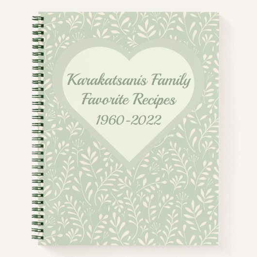 Personalisiertes Grüne Creme Boho Keepake Rezept B Notizblock (Vorderseite)