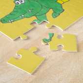 Personalisiertes grünes Alligator Krokodil-Kind Puzzle (Seite)