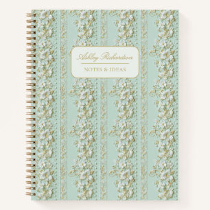 Personalisiertes grünes Blumennotizbuch Notizblock