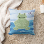 Personalisiertes grünes Froschkissen mit Libellen Kissen (Decke)