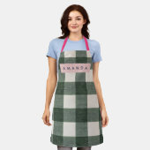 Personalisiertes Grünes Gingham Kariert Schürze (Getragen)