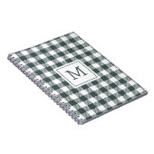 Personalisiertes grünes Gingham-Karo-Monogramm Notizblock (Rechte Seite)