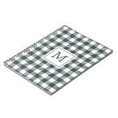 Personalisiertes grünes Gingham-Karo-Monogramm Notizblock (Linke Seite)