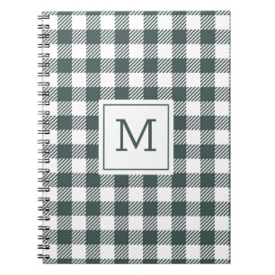 Personalisiertes grünes Gingham-Karo-Monogramm Notizblock