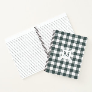 Personalisiertes grünes Gingham-Karo-Monogramm Notizblock