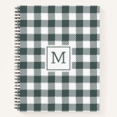 Personalisiertes grünes Gingham-Karo-Monogramm Notizblock (Vorderseite)