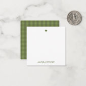 Personalisiertes grünes Gingham Mitteilungskarte (Vorderseite/Rückseite Beispiel)