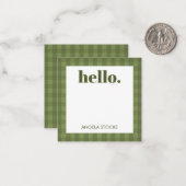 Personalisiertes grünes Gingham Mitteilungskarte (Vorderseite/Rückseite Beispiel)