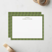 Personalisiertes grünes Gingham Mitteilungskarte (Vorderseite/Rückseite Beispiel)
