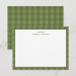 Personalisiertes grünes Gingham Mitteilungskarte