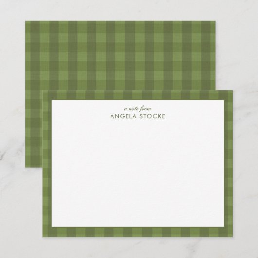 Personalisiertes grünes Gingham Mitteilungskarte (Vorne/Hinten)