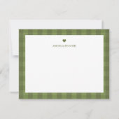Personalisiertes grünes Gingham Mitteilungskarte (Vorderseite)