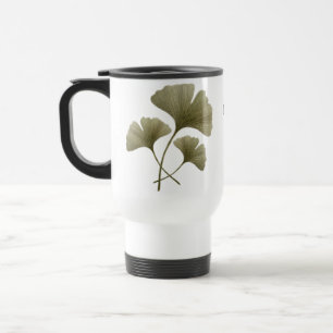 Personalisiertes grünes Ginkgoblatt-Blumen-Botanik Reisebecher