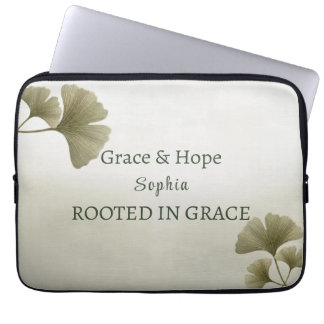 Personalisiertes grünes Ginkgoblatt mit individuel Laptopschutzhülle
