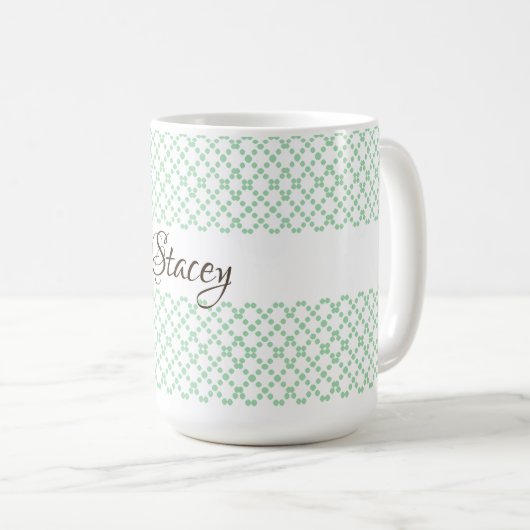 Personalisiertes Grünes Gitter Kaffeetasse (VorderseiteRechts)