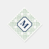 Personalisiertes grünes Gitter-Monogramm Serviette (Ecke)