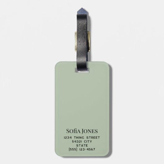 Personalisiertes Grünes Gold in neuem Sage Gepäckanhänger (Rückseite vertikal)