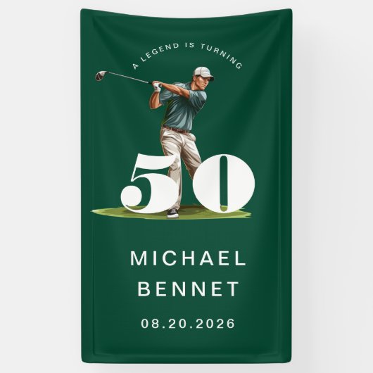 Personalisiertes grünes Golf 50. Geburtstag Banner (Vertikal)