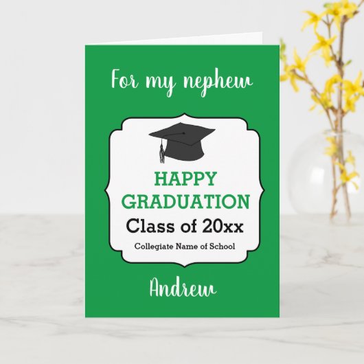 Personalisiertes grünes Happy Abschluss 2025 Absol Karte (Gelbe Blume)