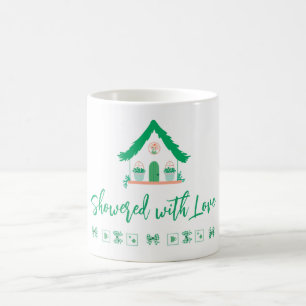 Personalisiertes Grünes Haus mit Liebe Kaffeetasse