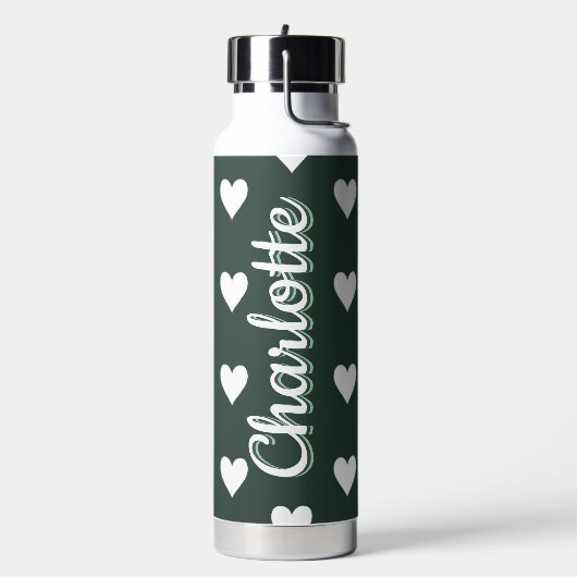 Personalisiertes grünes Herz Muster Trinkflasche (Links)