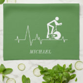 Personalisiertes grünes Herzklopfen im Innenbereic Geschirrtuch (Gefaltet)