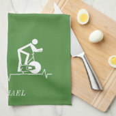 Personalisiertes grünes Herzklopfen im Innenbereic Geschirrtuch (Viertel Falte)