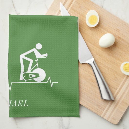 Personalisiertes grünes Herzklopfen im Innenbereic Geschirrtuch (Viertel Falte)