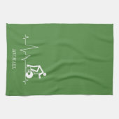 Personalisiertes grünes Herzklopfen im Innenbereic Geschirrtuch (Horizontal)