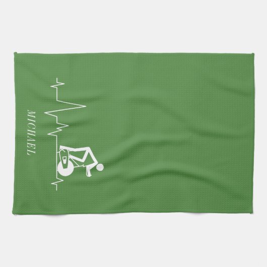 Personalisiertes grünes Herzklopfen im Innenbereic Geschirrtuch (Horizontal)