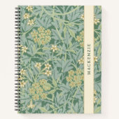 Personalisiertes grünes Jasmin-Blumenmuster Notizblock (Vorderseite)