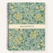 Personalisiertes grünes Jasmin-Blumenmuster Notizblock (Vorderseite)
