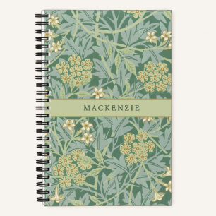 Personalisiertes grünes Jasmin-Blumenmuster Notizblock