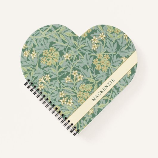 Personalisiertes grünes Jasmin-Blumenmuster Notizblock (Vorderseite)