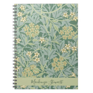 Personalisiertes grünes Jasmin-Blumenmuster Notizblock