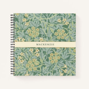Personalisiertes grünes Jasmin-Blumenmuster Notizblock