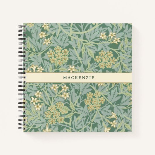 Personalisiertes grünes Jasmin-Blumenmuster Notizblock (Vorderseite)