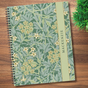 Personalisiertes grünes Jasmin-Blumenmuster Notizblock