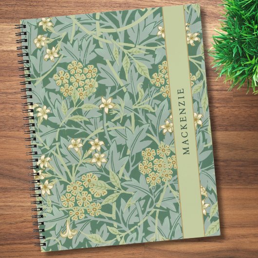 Personalisiertes grünes Jasmin-Blumenmuster Notizblock